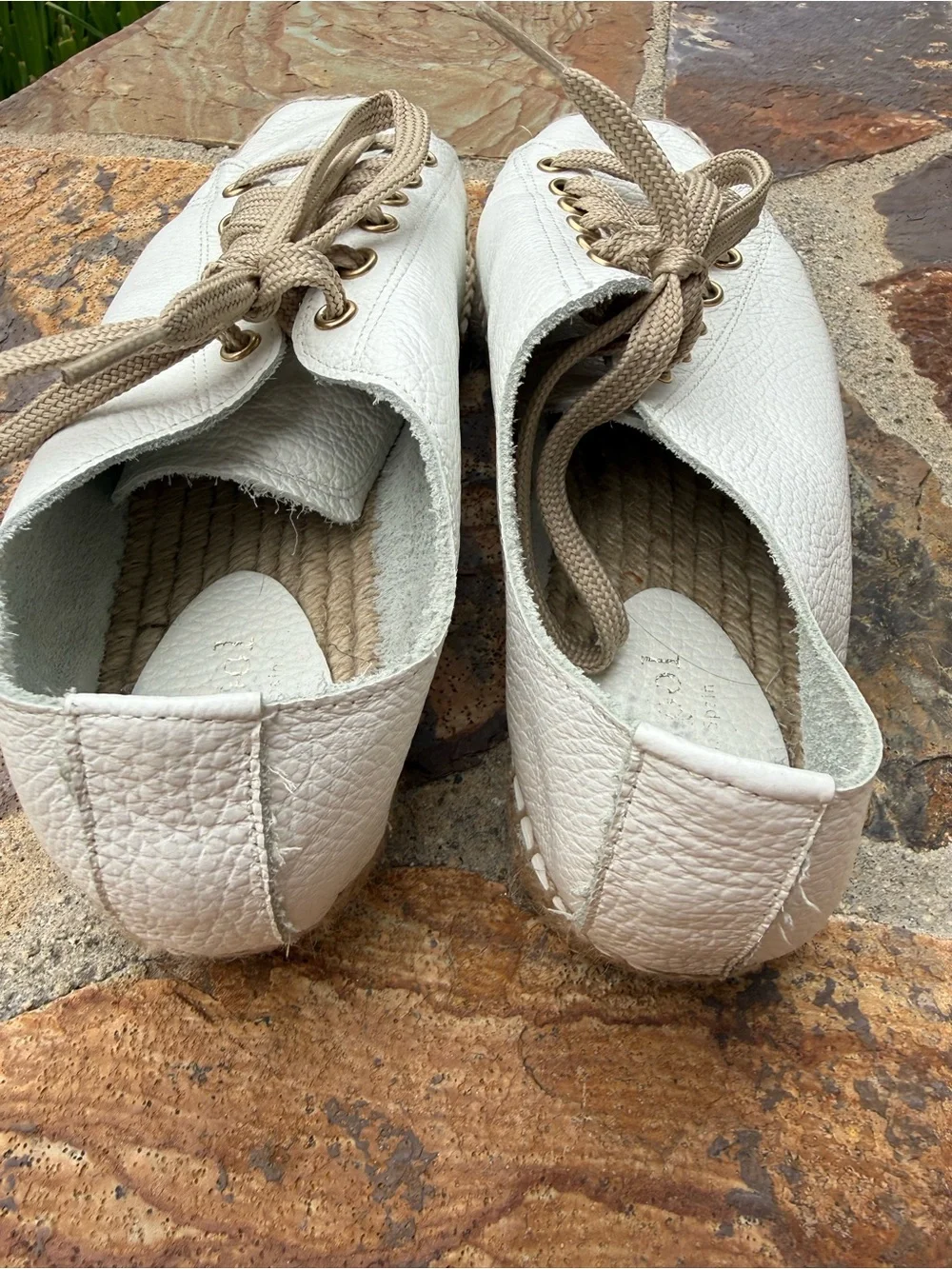 Maypol White Leather Lace-Up Espadrille Sneakers size 9
